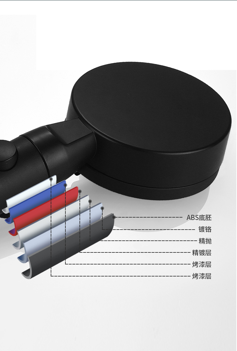 Black five-speed showerhead, hand-held large-area spray booster showerhead, matte black hand-held showerhead set pic 6