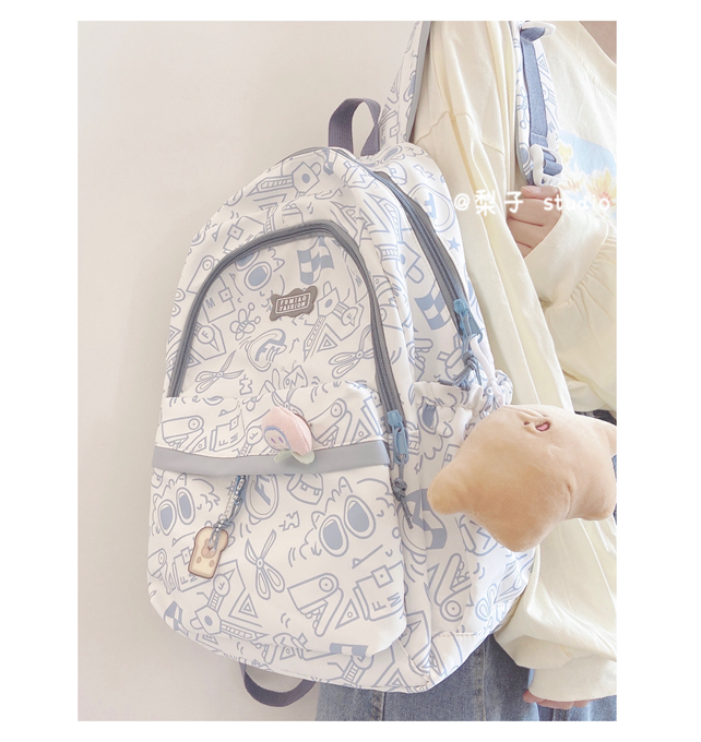 Japanese-style schoolbag for girls, Instagram, niche Harajuku graffiti design backpack, large-capacity backpack for junior high school, senior high school and college students pic 8