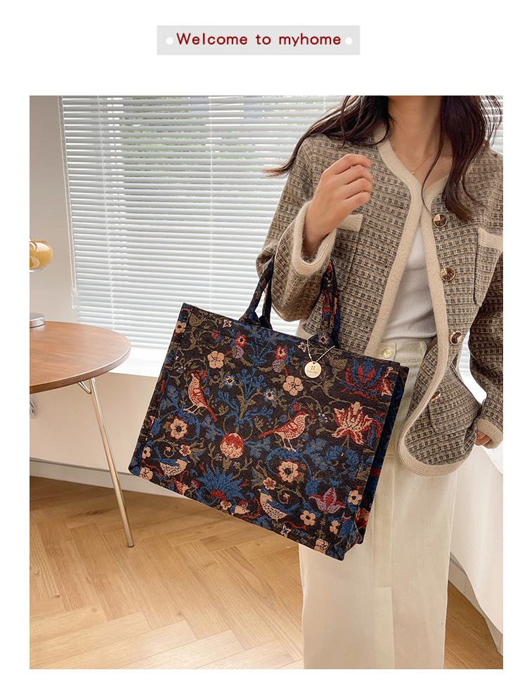 秋冬大包大容量单肩包包女2022新款个性绣花手拎包小众时尚托特包详情2