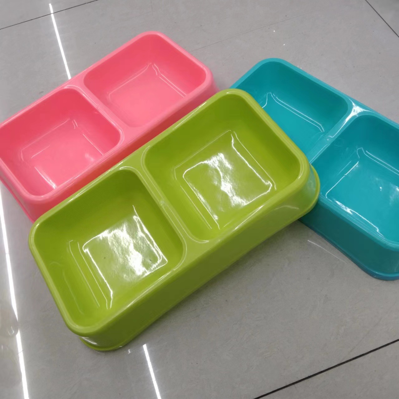 Pet feeding bowl, candy-colored, durable, pet feeding double bowl, simple, large capacity, water and feeding utensils, pet bowl pic 1