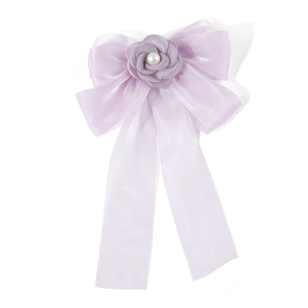 法式雪纺珍珠山茶花蝴蝶结发夹 珠光缎面甜美仙气弹簧夹不伤发头饰 手腕花装饰精致女士礼物详情10