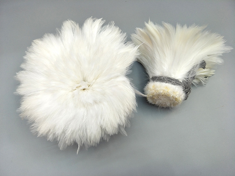 源头厂家供应5-6白项毛鸡毛卷 头花胸花DIY道具服装辅料 彩色羽毛详情25