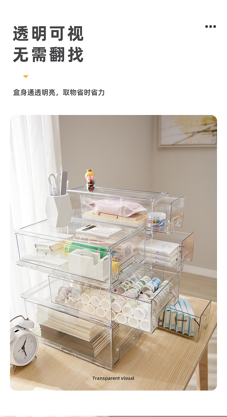 抽屉式收纳箱透明桌面整理收纳盒家用整理箱冰箱专用分类储物盒详情12