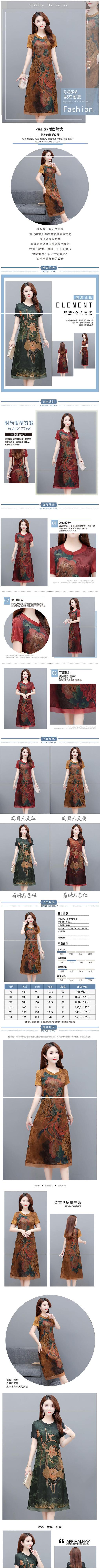 高档重磅真丝连衣裙女夏季中老年妈妈装桑蚕丝香云纱洋气减龄裙子详情1
