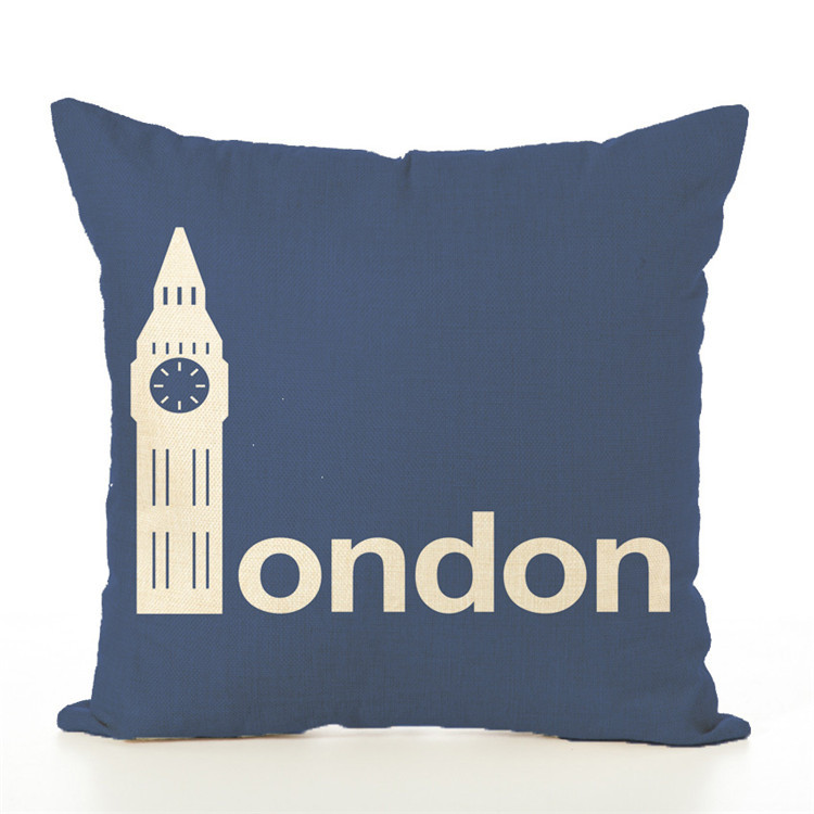 Simple letter pure background cotton and linen pillowcase, architectural print sofa cushion, throw pillow pic 2