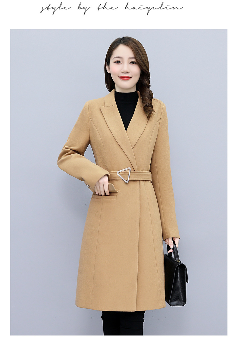 High-end woolen coat for women, mid-length, 2021 autumn/winter new style, fashionable and elegant, a slimming and form-fitting woolen coat for socialite pic 31