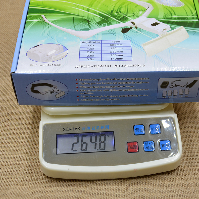 LED lamp 9892BP battery model /BC charging model head-mounted glasses, high-definition acrylic multi-magnification lens, reading electronic repair magnifying glass pic 5