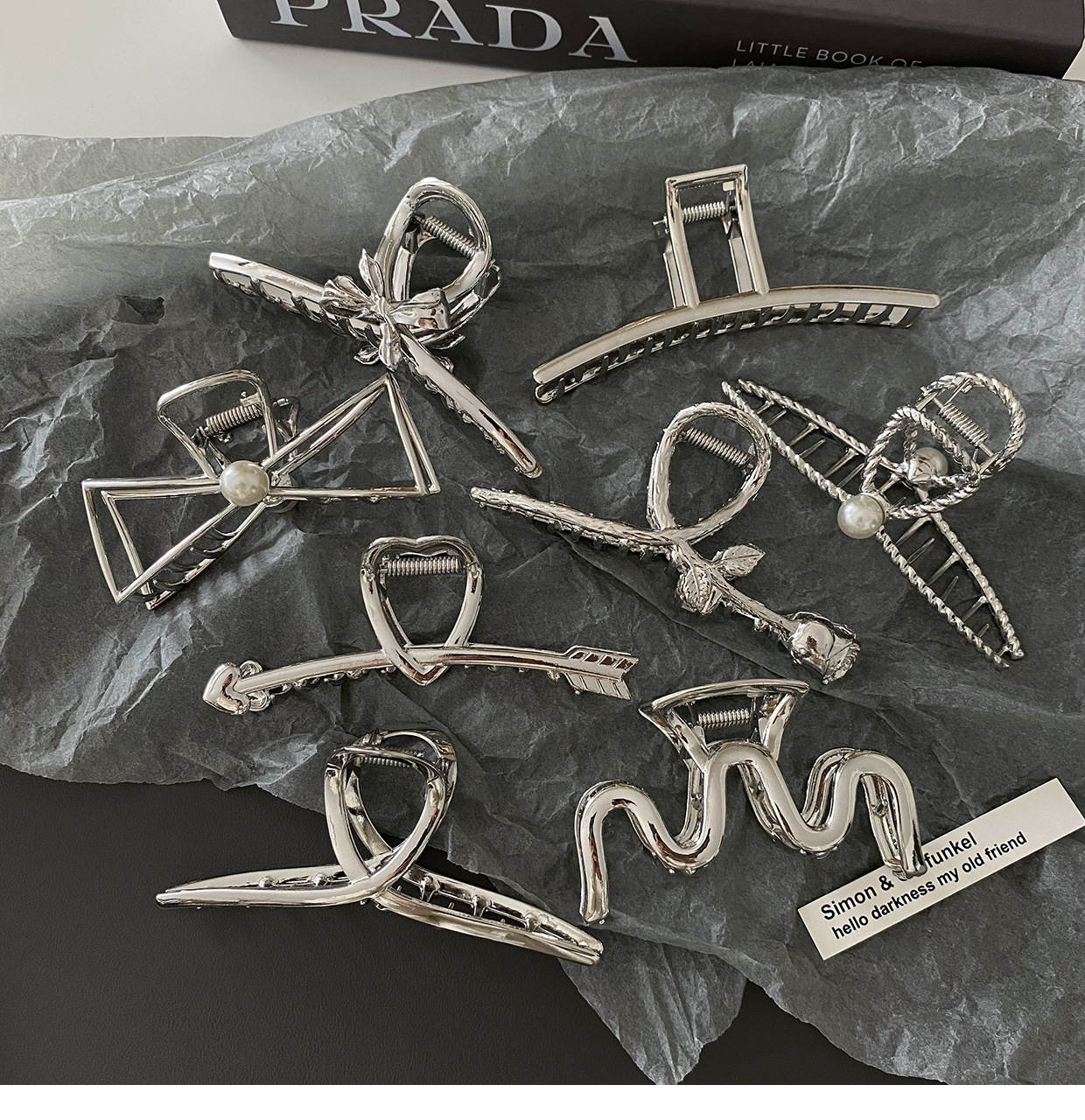 银色金属发夹后脑勺发量多大号盘发抓夹高级感鲨鱼夹韩国头发饰女详情19