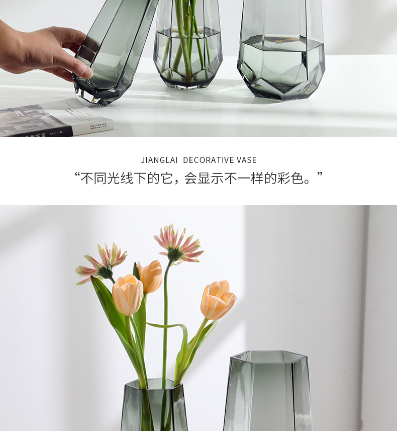 A popular Nordic minimalist creative glass vase, transparent water-grown flower arrangement, rose and lily vase, a living room decoration for home use pic 9