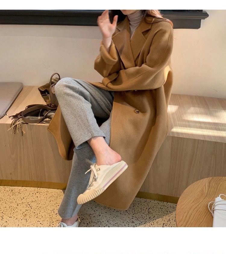 双面大衣女中长款2022新款韩版秋冬宽松洋气羊毛呢外套冬详情20