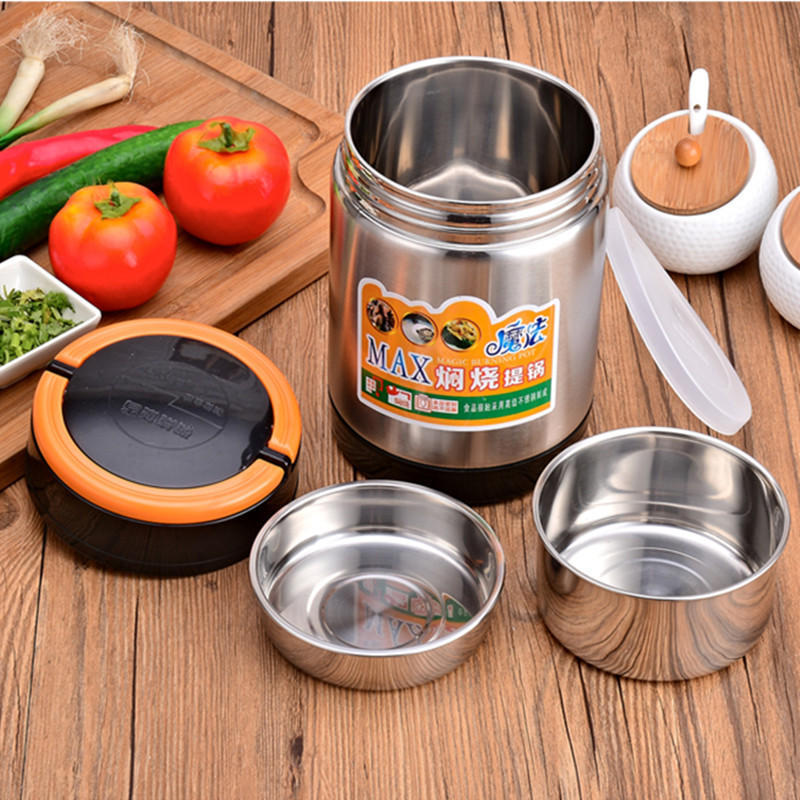 Stainless steel insulated lunch box, student sealed preservation box, lunch bucket, bento box, gift carrying lunch box, double-layer lunch box pic 2