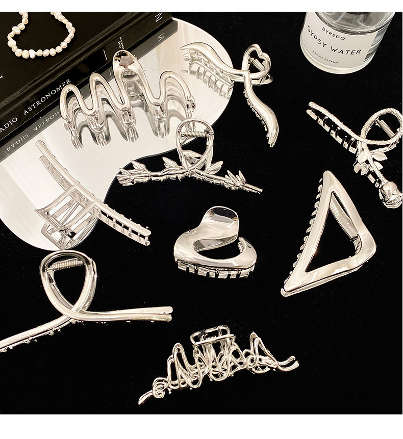 银色金属发夹后脑勺发量多大号盘发抓夹高级感鲨鱼夹韩国头发饰女详情21