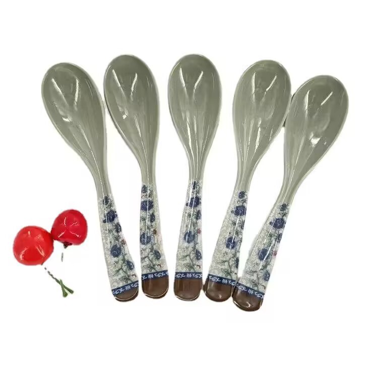 205 melamine spoons, rice spoons, resin spoons, spoons, porcelain imitation spoons, restaurant and hotel tableware, long-handled white spoons wholesale pic 3
