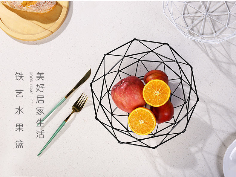 批发铁艺水果篮果盘ins零食果篮收纳筐风格客厅茶几家用亚马逊厂详情3