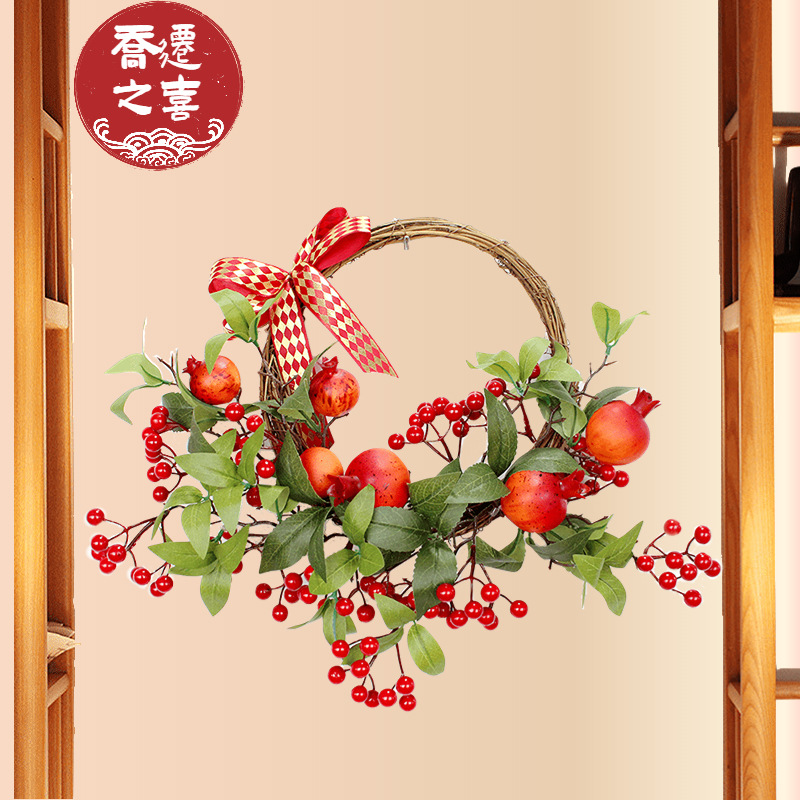 New Year decoration: Simulated pomegranate and red fruit decoration, New Year goods, living room, dining room and hotel decoration, door garlands, housewarming decoration pic 1