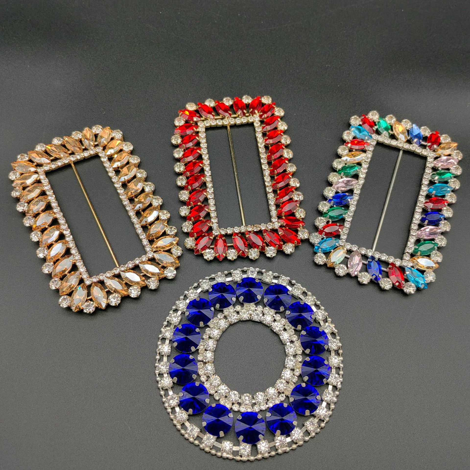 长方水钻三档扣服装装饰扣头衣角打结扣大衣风衣腰带扣皮带日字扣详情2