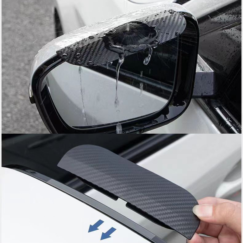 Carbon fiber patterned rainproof eyebrows for car rearview mirrors and rain and dust shield for rearview mirrors pic 4