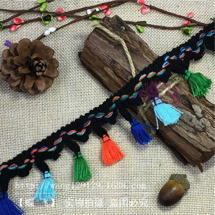Factory B50 Colorful three-flower flowered tassel broom lace four-color broom DIY handmade clothing accessories lace webbing pic 33
