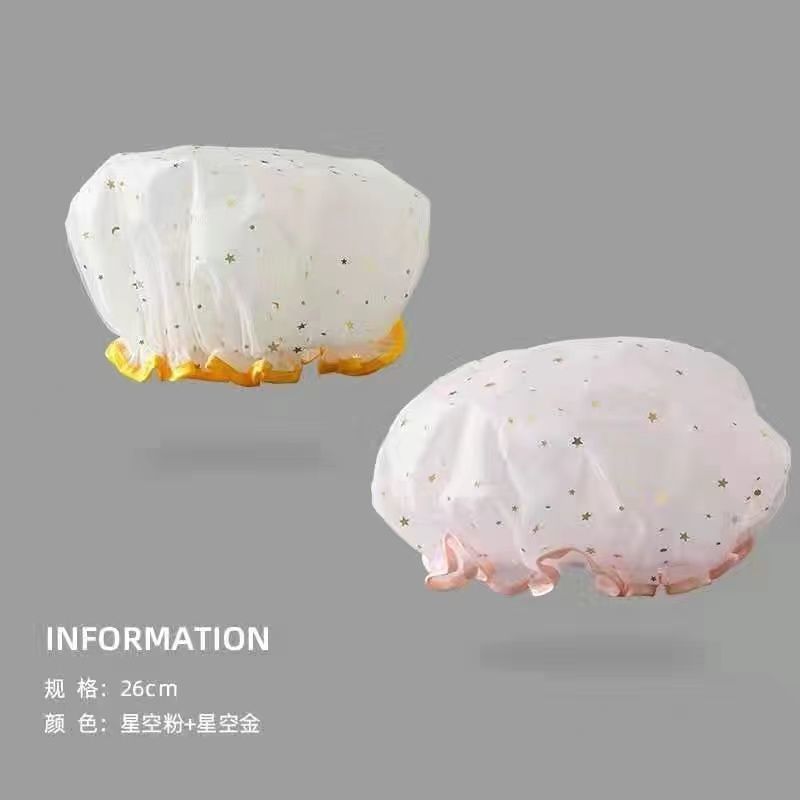 双层浴帽防水新款洗澡洗浴帽女化妆厨房油烟防尘头套成人加厚头罩详情8