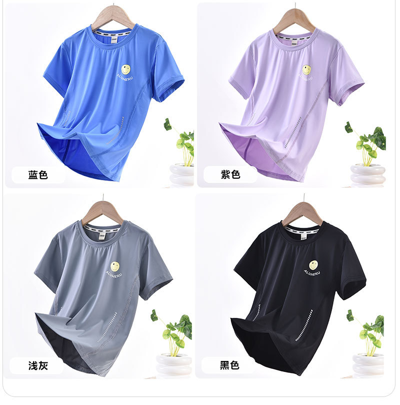 现货童装夏季新款UPF50+儿童T恤女童透气上衣男童休闲短袖学生t恤详情19