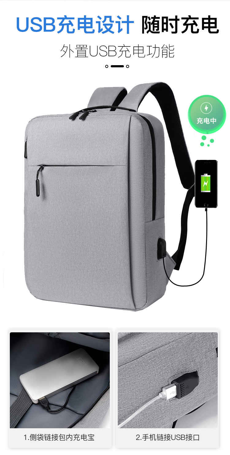 Backpack wholesale: Male high school computer bags, female sports canvas business backpacks, middle school shoulder backpacks pic 3