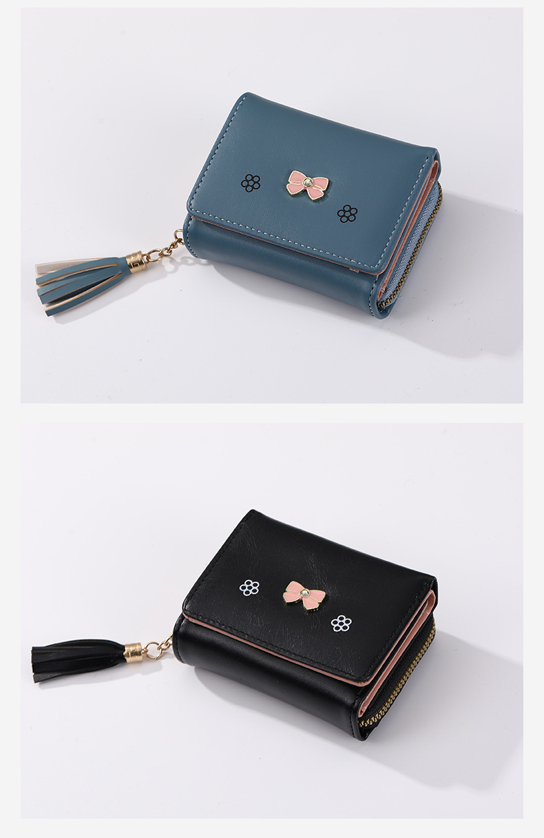 新品春夏短款手拿钱包韩版潮流蝴蝶结零钱包简约时尚经典女式卡包详情10