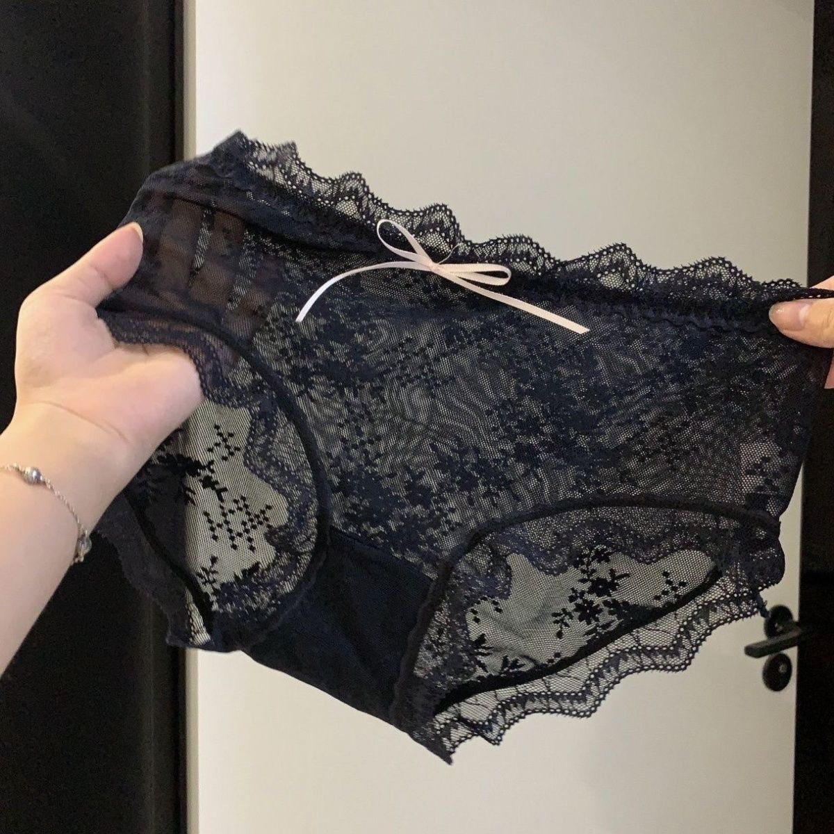 日系网纱舒适透气纯棉档中少女内裤纯欲风仙女薄款蕾丝性感中腰详情1