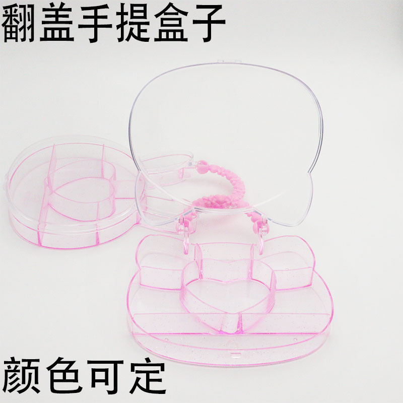 方圆收纳盒 卡通动物手提塑料盒兔子小熊透粉有格子厂家直营详情2