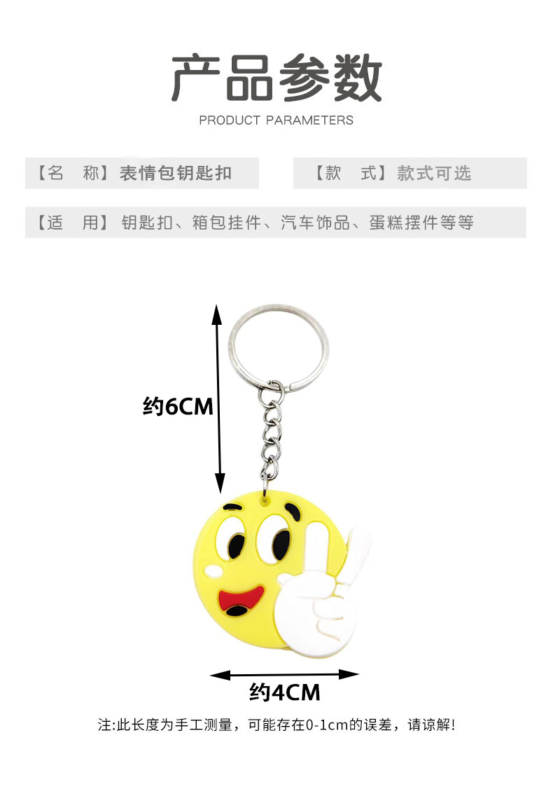 创意卡通emoji钥匙扣 PVC软胶钥匙扣 表情包挂件小礼品批发详情2