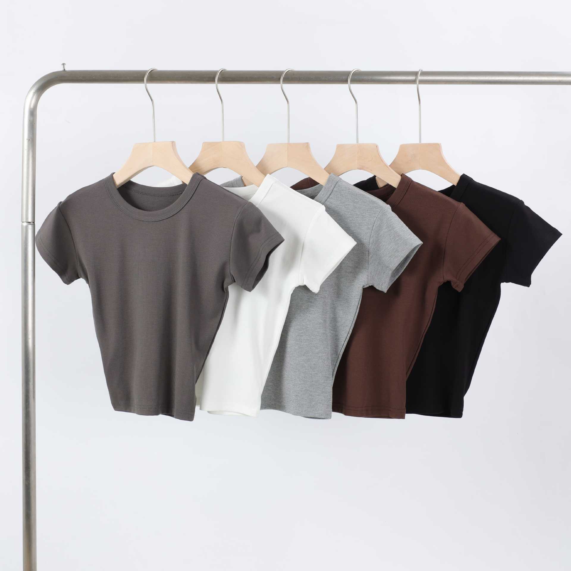 现货Skims卡戴珊经典正肩辣妹运动内搭打底紧身上衣莫代尔t恤详情7