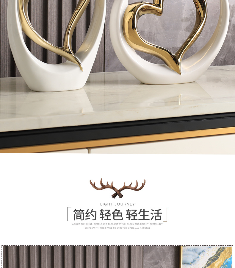 2025 New high-end heart-shaped creative decorative items for home living rooms, entrance halls, wine cabinets, decorative ceramics, modern TV cabinets, craft decorations, new Chinese-style good items, home decorative items, artworks pic 2
