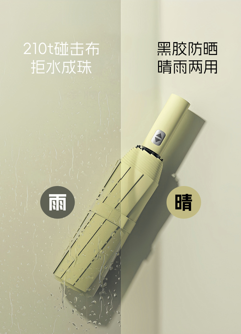 黑胶uv太阳伞遮阳伞晴雨两用全自动雨伞折叠伞高级感防晒防紫外线详情2