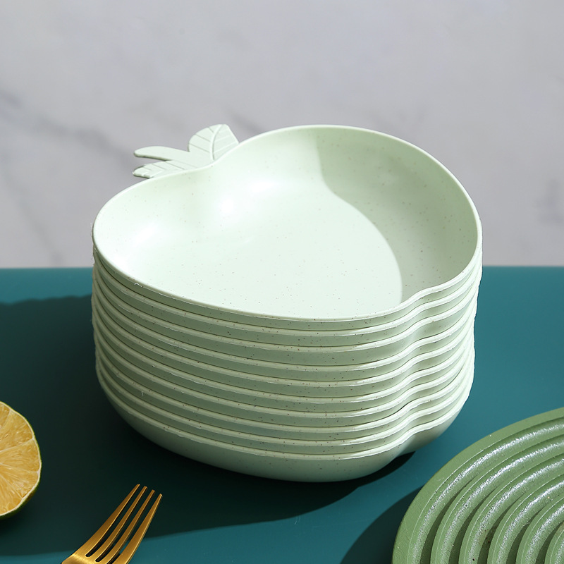 Wheat straw creative apple plates, household plastic fruit dessert, nut and vegetable plates, gift wholesale pic 27
