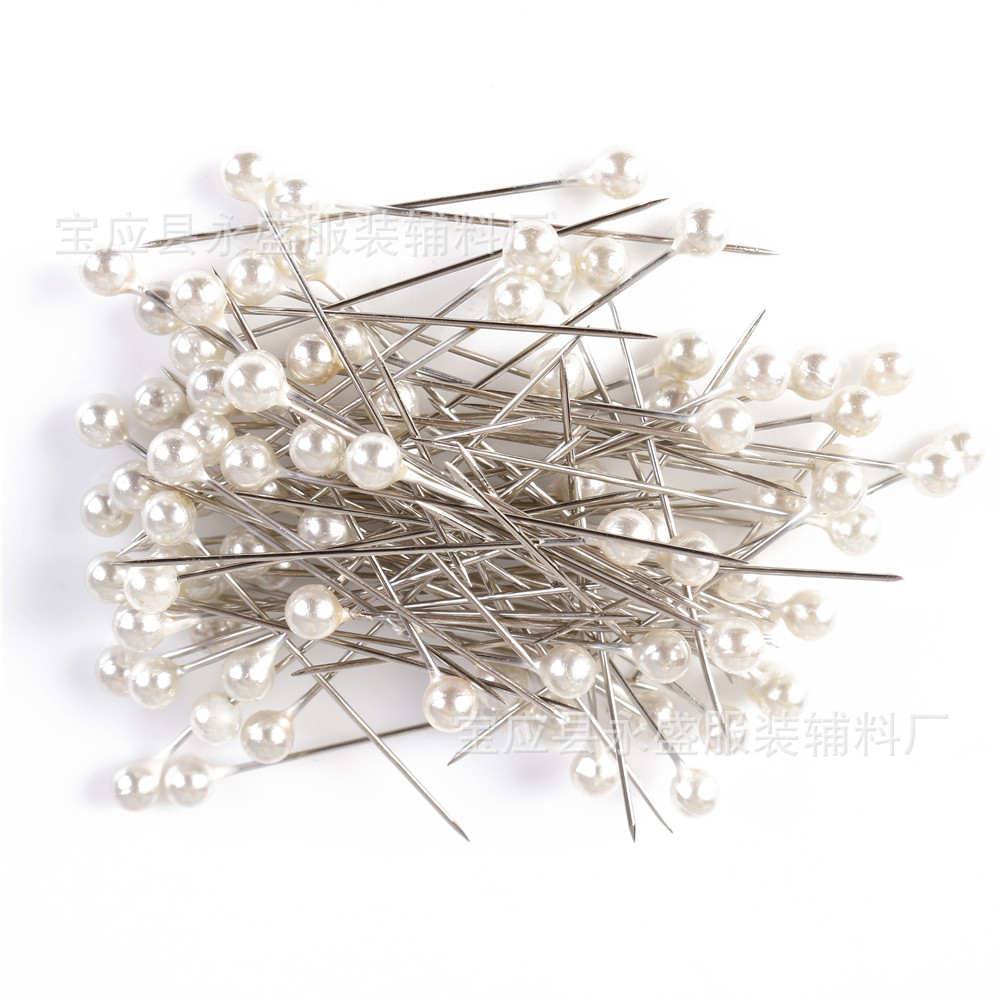 厂家供应100枚盒装彩色镀镍珠光针DIY服装定位装饰珠针批发可定色详情13