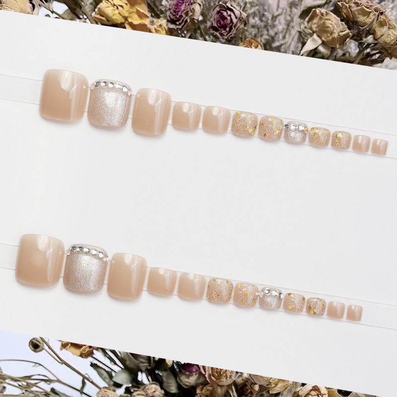 JZ-135 Wearable nail Art nail plate wholesale matte gold edge French toenail stickers detachable pieces waterproof toenails pic 11