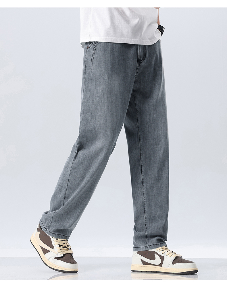 2024夏季时尚牛仔裤男新款修身休闲高弹宽松青少年学生薄款直筒裤详情18