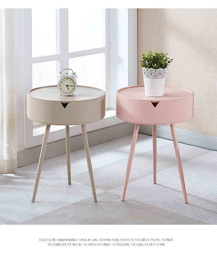 A round triangular table, a small table by the bedside of a girl in the bedroom, a modern and simple mini round table pic 9