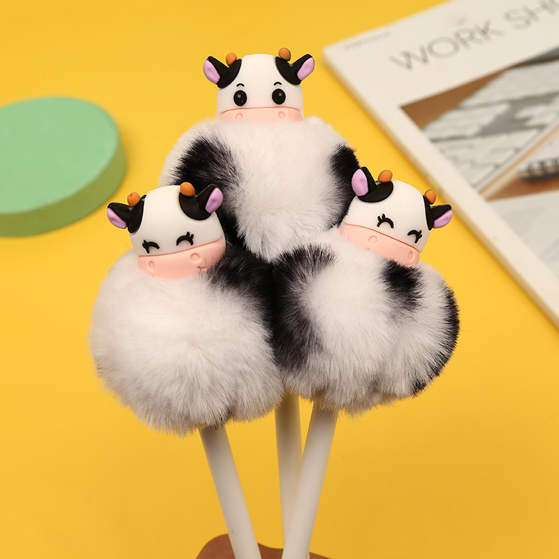 Zhongfan zf2278 Cow Press Gel Pen, Office Stationery, fluffy Ballpoint pen, student exam Cow Gel Pen pic 7