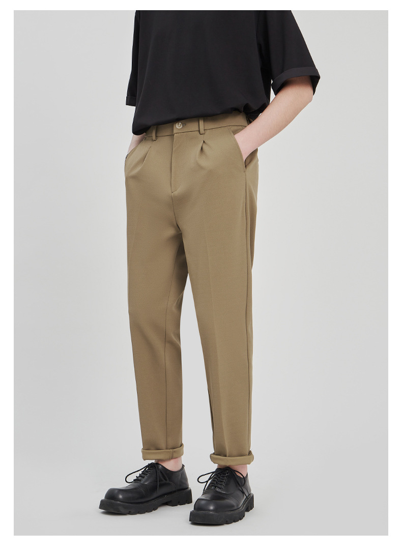 APO男装|宽松西裤男修身九分裤2024春夏抗皱直筒高级感休闲裤男详情13