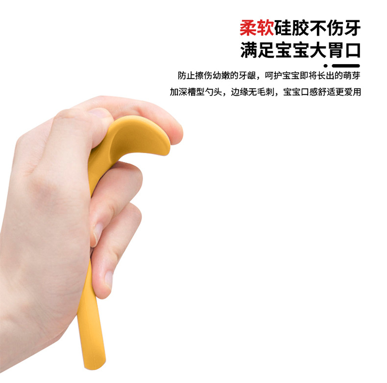 硅胶儿童餐具食品级圆形分格餐盘母婴餐具宝宝辅食碗叉勺围兜套装详情12