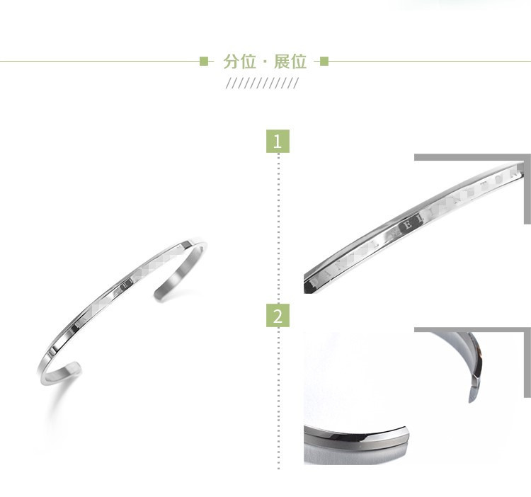 Wholesale live-streaming supply of DW-style simple titanium steel bracelet C-shaped open beveled bracelet from the source factory pic 2