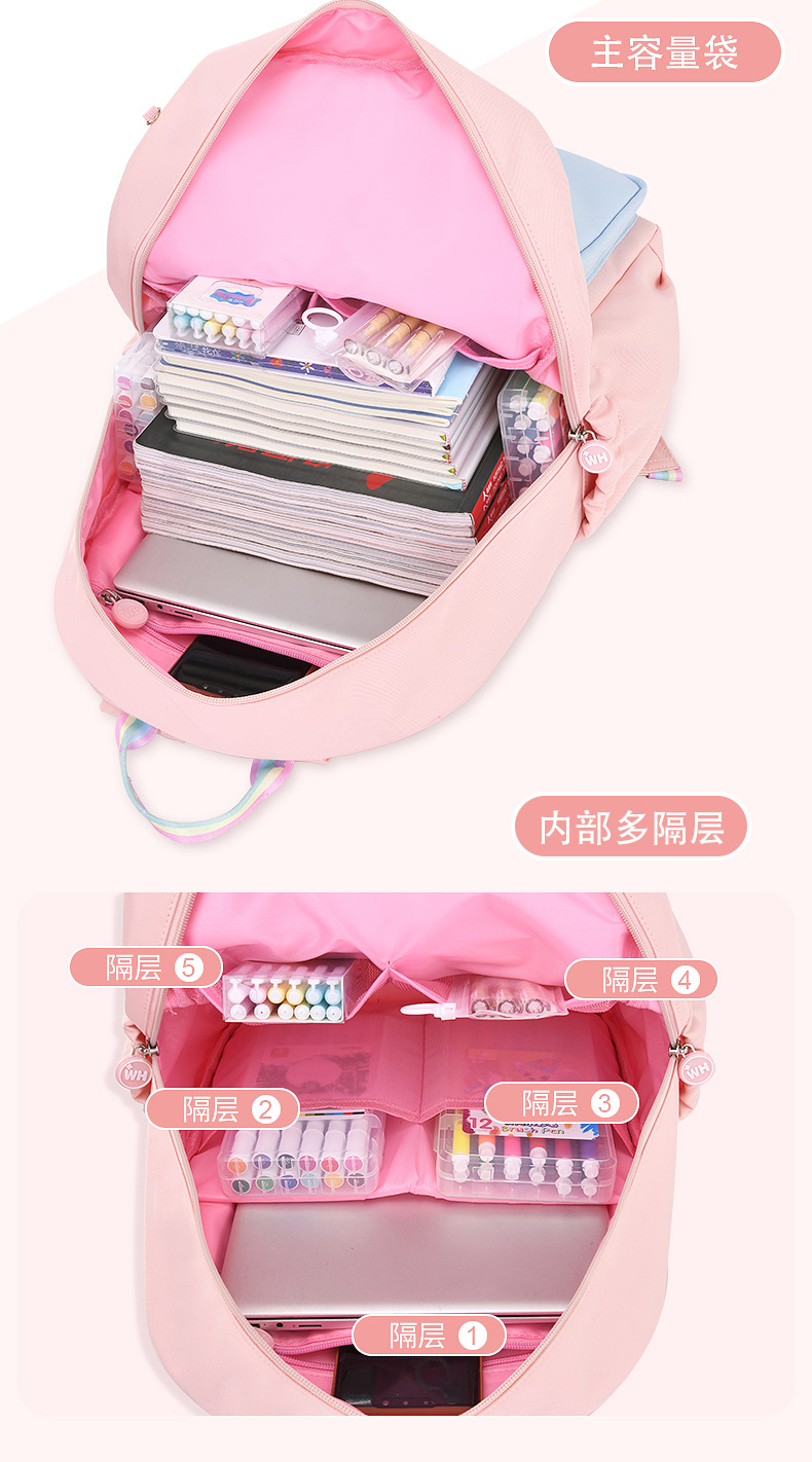 2021 nuevo bolso de escuela escuela primaria niña 1-3-6 grado niños súper ligero reducción de peso princesa mochila fabricante al por mayor pic 8