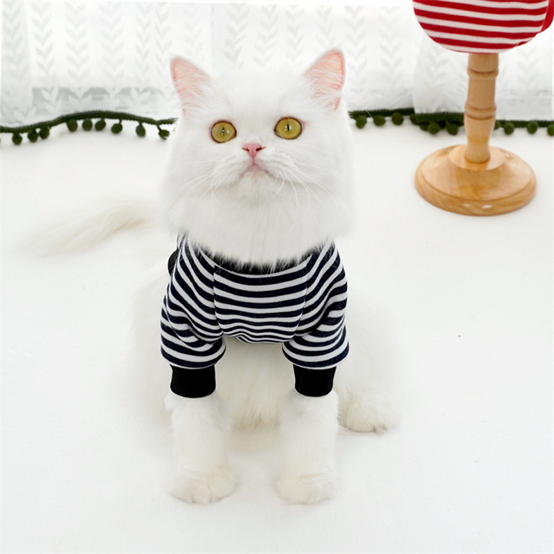 Pet autumn and winter warm striped sweatshirts, Teddy bichon Frise dog and cat clothes, small and medium-sized dog manufacturer wholesale supplies pic 9