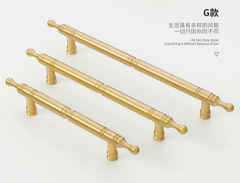 批发柜门拉手法式轻奢衣柜抽屉门把手美式黄铜柜子橱柜餐边柜拉手详情41