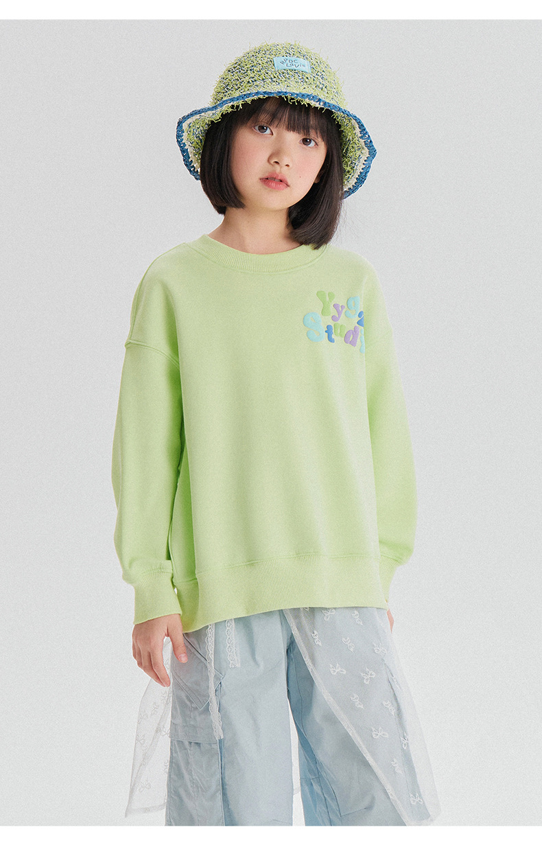 媛媛公主2025春款儿童卫衣女童中大童甜美小清新潮范圆领上衣童装详情13