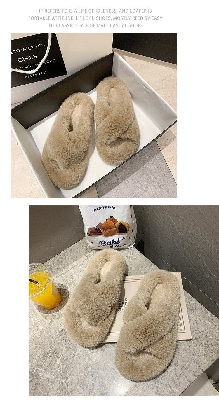 踩屎感棉拖鞋女秋冬韩版网红外穿平底防滑居家软底大码棉拖一字拖详情3