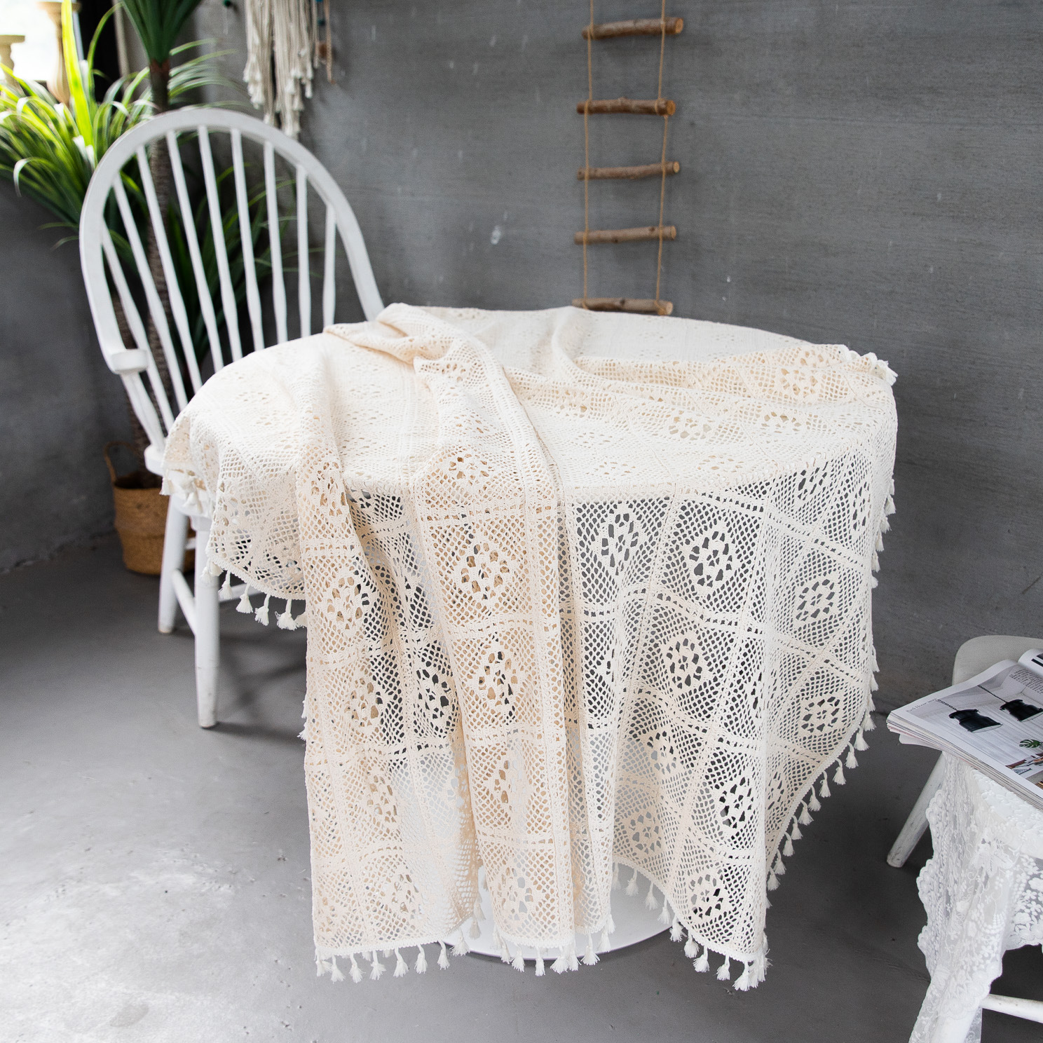 Korean hollowed-out crochet cotton thread woven tablecloths, square cultural art cross-border cover tablecloths, Taiwanese lace table MATS pic 16