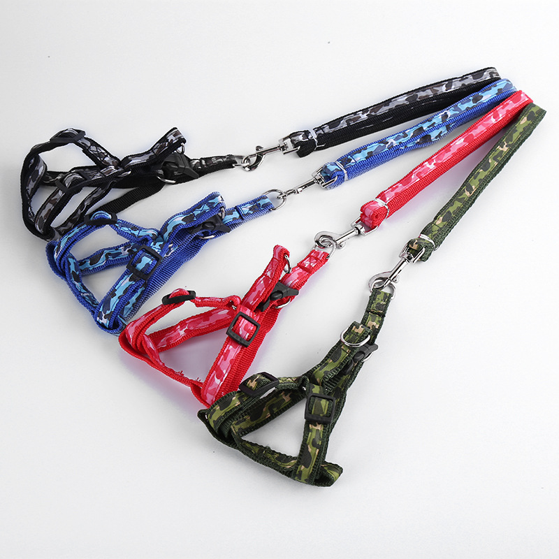 Camouflage dog leash, chest and back strap, comfortable and breathable, strong and durable dog chain manufacturer wholesale pic 17