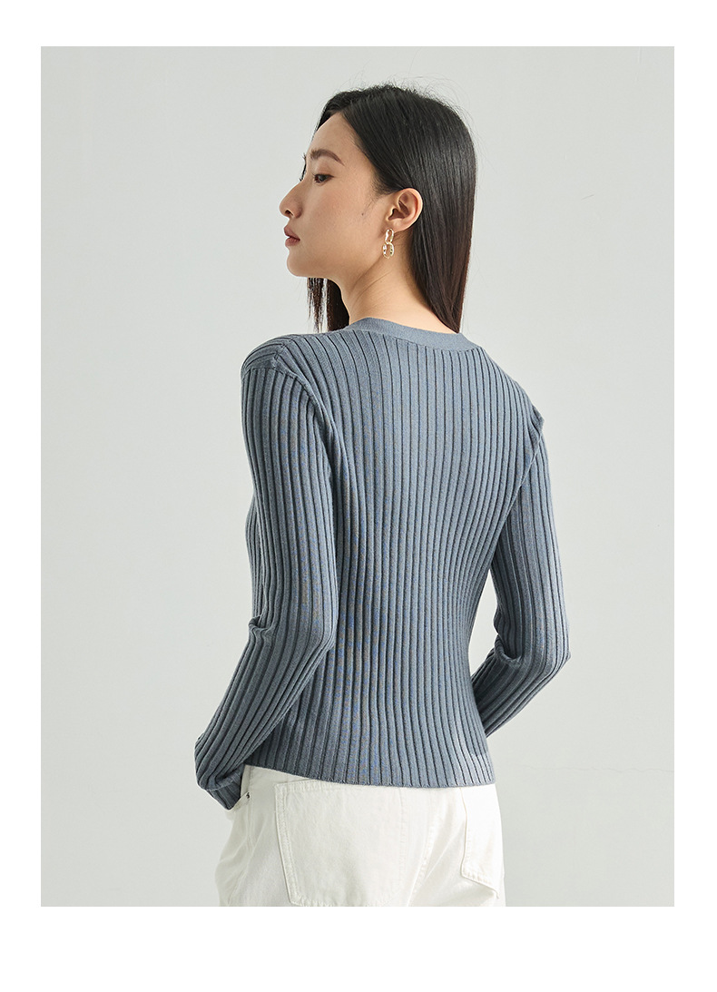 2024 Early Spring new collection: 15-stitch seamless texture all-wool knitted sweater, slim V-neck, soft and smooth, zero pressure thin cardigan pic 18
