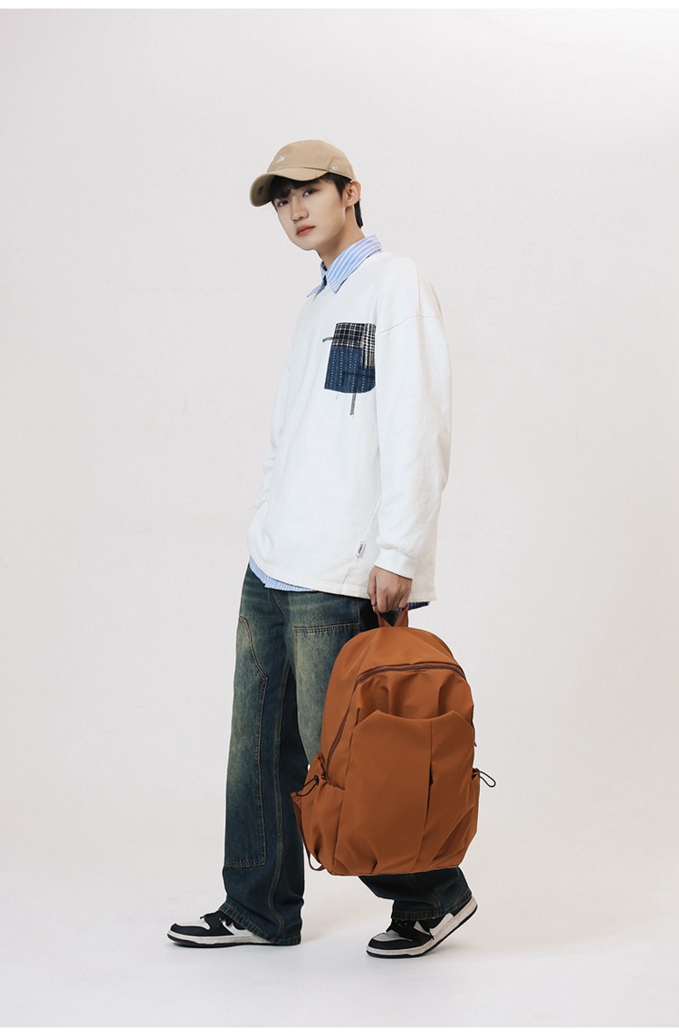 2024新款大容量纯色简约百搭时尚初高中生电脑包大学生双肩背包详情23